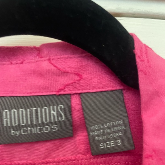 Additions by Chicos Luscious Hot Pink Semi Opaque Shirt or Light Jkt Sz 3 (1X) - Picture 2 of 4
